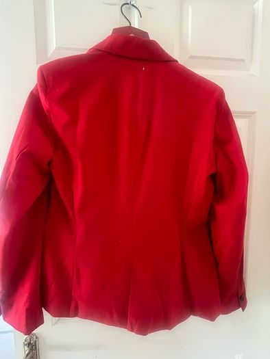 Zara red trouser suit and blazer