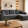 Modular Corner Sofa with Chaise Longue Slate Grey Corduroy No Assembly Required Image 5