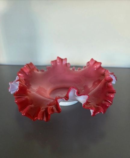 Glass Bowl Pink White
