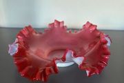 Glass Bowl Pink White