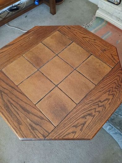 Solid oak tile top table coffee