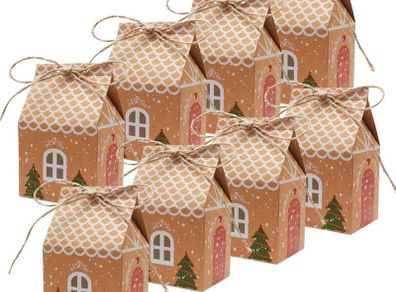 20 Pcs Christmas Tree Party Gift Boxes, Premium Kraft Paper Candy Bags Gift Packaging Decor for Kids Girls Boys Birthday Christmas Valentine's Day