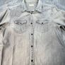 AllSaints Large Grey Distressed Denim Shirt Over Shirt - Cowboy Western Size L Image 8