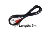3.5mm 5m Stereo Jack to 2 Twin RCA Phono Male Cable TV PC Aux Audio Red White - FHT02RCA