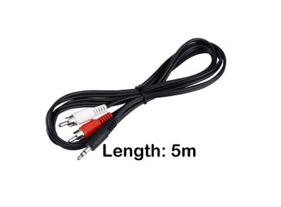 3.5mm 5m Stereo Jack to 2 Twin RCA Phono Male Cable TV PC Aux Audio Red White - FHT02RCA