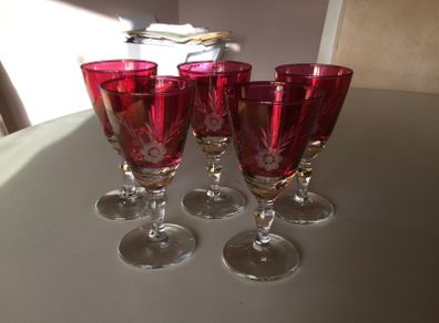 Glassware  - Vintage Sherry Glasses X 5