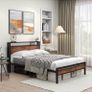 Double Bed Frame with Storage Wooden Headboard Shelf Image 7