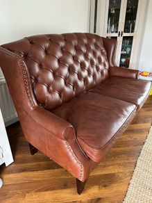 brown genuine leather couch