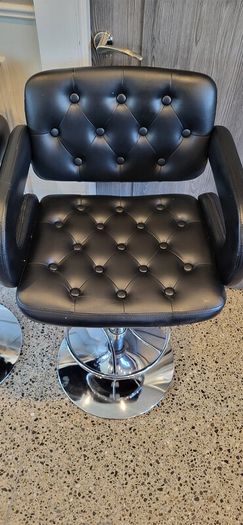 Set of 3 black leather effect bar stools