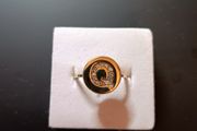 Sterling silver ring yellow gold plated with genuine diamonds