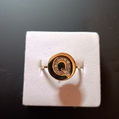 Sterling silver ring yellow gold plated with genuine diamonds