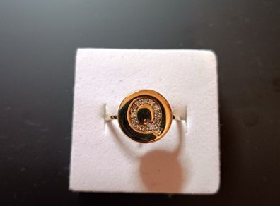 Sterling silver ring yellow gold plated with genuine diamonds
