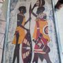 Large Kenyan Batik Wall Art ON BOARD. Image 8