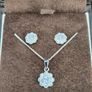 Ernest Jones Love & Life Sterling Silver Flower Necklace Earrings Set Boxed Image 3