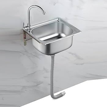 Small Kitchen Sink, Single Bowl Stainless Steel Sink for Undermount and Flushmount Intallation Reversible Drainer with Waste Pipes Clips (Color : Silver, Size : A(37x32cm)