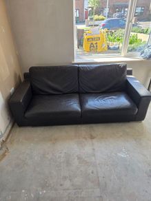 Brown leather sofa