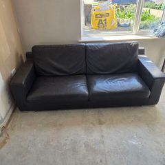 Brown leather sofa