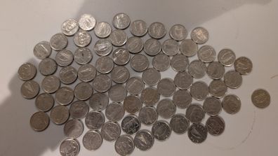 Lot of 85 Irish Small 5p Coins: Bull Design (1992 to 2000)