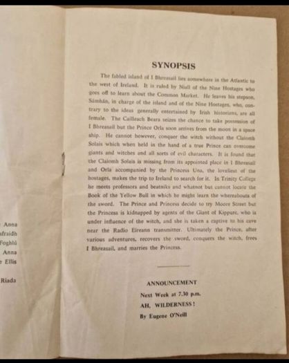 Abbey theather programme 1962 ( an claiomh soluis )