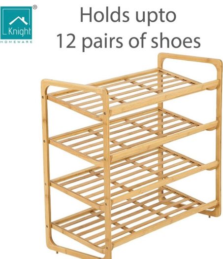 4 TIER Bamboo Shoe Rack,100% Natural & Renewable, Super Strong Heavy Duty Durable Wooden Shoe Rack Stand Storage Organiser (4 Tier (L71 x W33 x H68 cm) FREE POSTAGE
