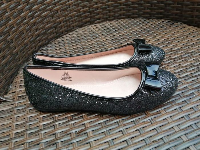 Nine West girls black glittery shoes