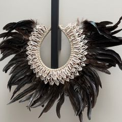 Seashells and feathers wall art
