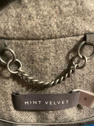 Mint Velvet wool blazer in grey with zip details size 8