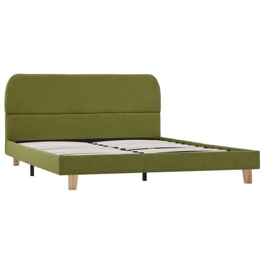 Bed Frame Green Fabric 135x190 cm