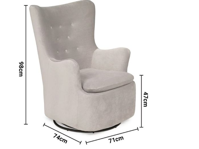 Nelson Light Grey Velvet Armchair Rocker Swivel