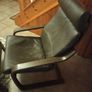 Two IKEA Poang brown leather armchairs Image 2