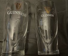 Guinness beer glasses pint half pint