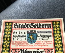 Rare 1921 German Notgeld 25 Pfennig - Stadt Geldern
