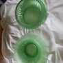 Vintage 1930s Art Deco Davidson Frosted Green Satin Glass Centerpiece Float Bowl & Pedestal Stand Set Image 4