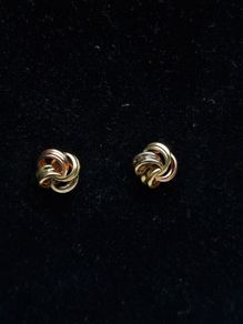 Irish Hallmarked 9ct Gold Two-Tone Knot Stud Earrings  Dublin Assay