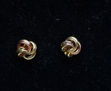Irish Hallmarked 9ct Gold Two-Tone Knot Stud Earrings  Dublin Assay