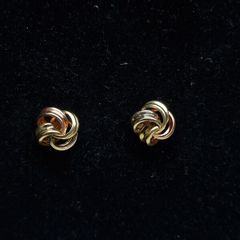 Irish Hallmarked 9ct Gold Two-Tone Knot Stud Earrings  Dublin Assay