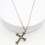 925 Silver Turquoise Accent Cross Necklace Image 6