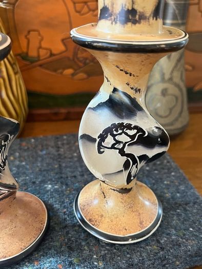 Vintage African Soapstone Elephant Candlesticks
