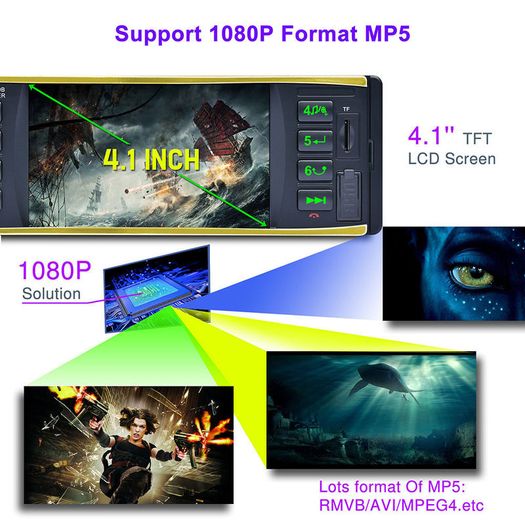 New Car Van 1 One Din MP3 player AUX Car Radio Audio Stereo USB AUX FM Radio Station Bluetooth Hands Free Handsfree with Rearview Camera Remote Control