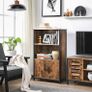 Bookcase, Book Cabinet, Office Shelf, Kitchen Cabinet with 2 Open Compartments, 1 Shelf with Cupboard Doors, Multifunctional, Industrial Design, Vintage brown Image 5