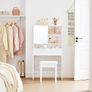 Dressing Table with Mirror and One Drawer, Cosmetic Table, Adjustable Shelves, Modern, 70 x 40 x 136 cm, White Image 3
