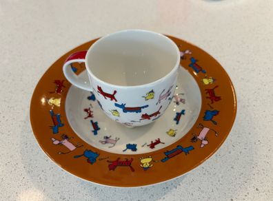 Villeroy and Boch Decorative Kids Cat and Dog motif bowl and cup