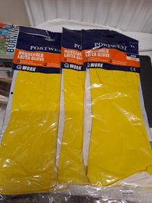3 pairs Portwest Household Latex Gloves Size XL