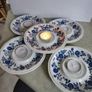 Staffordshire Blue Onion Orphan Saucer Made in England By KENSINGTON  Vintage Blue Ironstone AS NIGHT LITE CANDLE HOLDER. Image 8