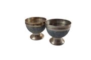 Vintage Brass Pompei Chalice Bowl Goblet Pair Twin Sand Cast Antique Collectable