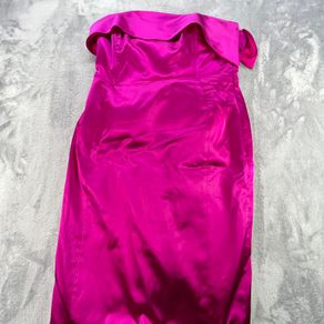 Stunning Fuscia Satin Strapless Midi Dress - Karen Millen - Sz 10