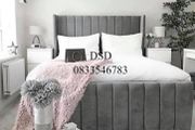 King size Grey Fabric Bed Set