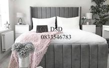 King size Grey Fabric Bed Set