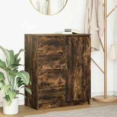 Sideboard with Drawers Smoked Oak 71x35x84 cm