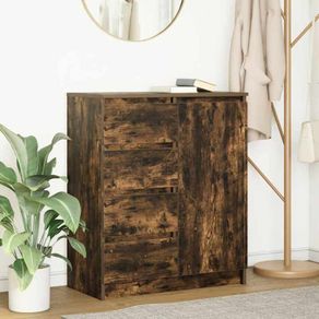 Sideboard with Drawers Smoked Oak 71x35x84 cm